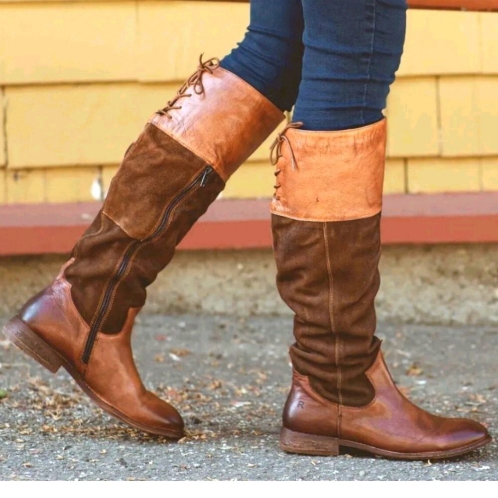 Roan Brown Leather & Suede Cowgirl Boots Sz 6